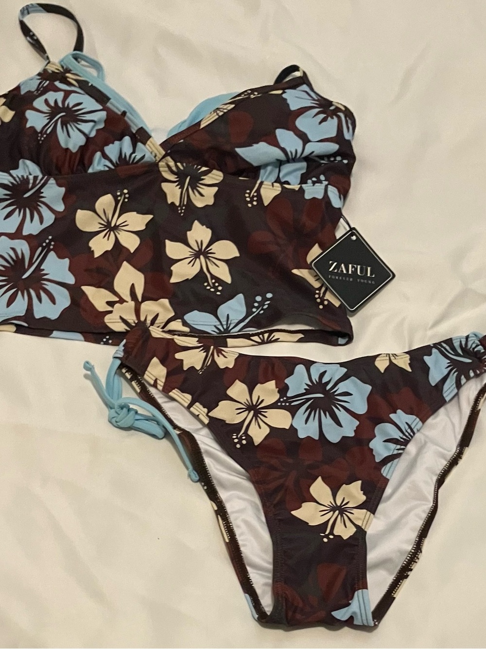 Zafuk Flower Print Women’s Bikini Size L Brand New Tags ON